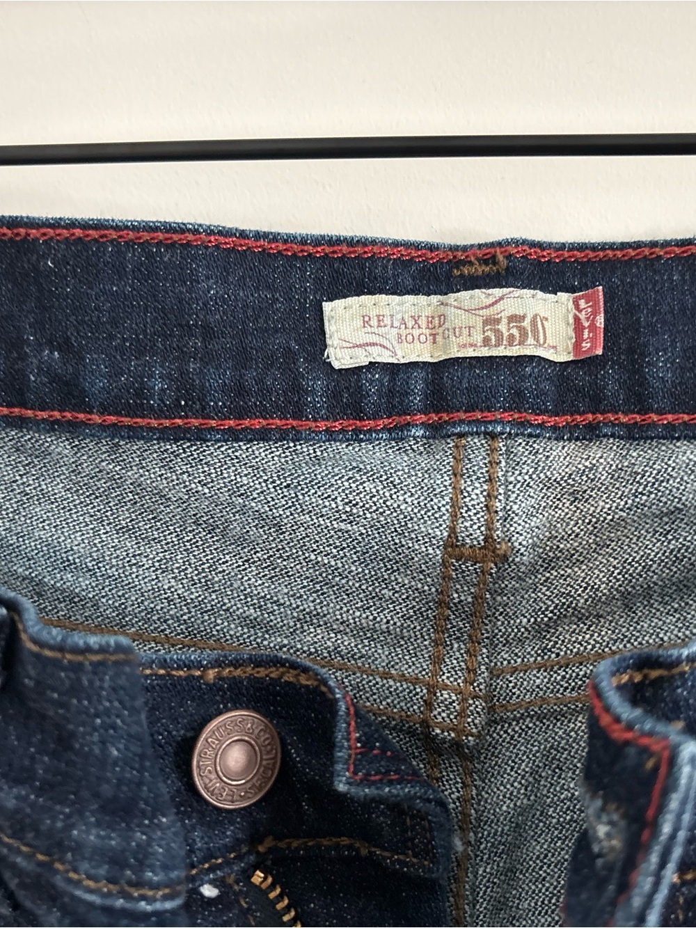 Levi's 550 Relaxed Boot Cut Jeans in Blue with Red Stitching